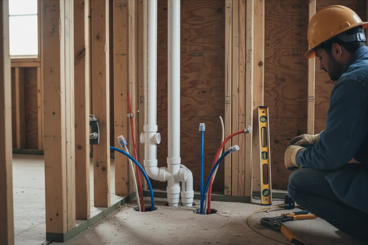 Drain and supply rough-in during Garbage Disposal Repair in Osborn