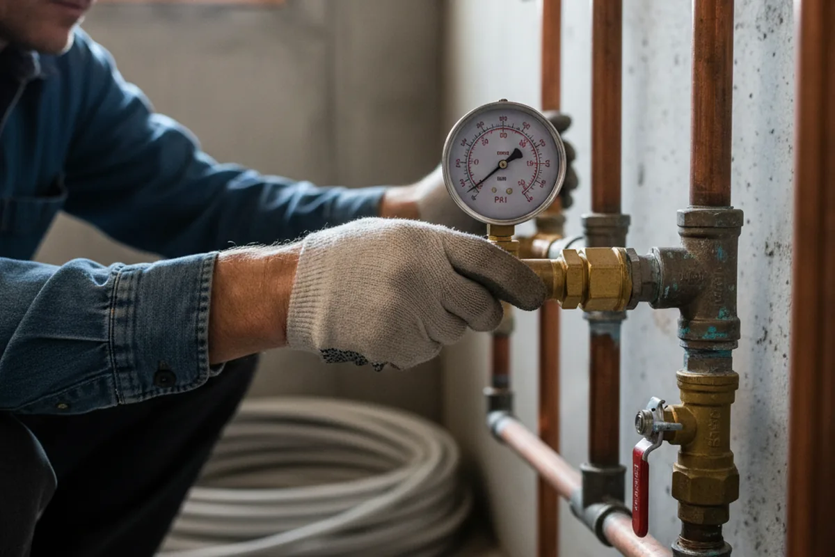 Pressure testing a repaired line during Water Line Repair in Osborn